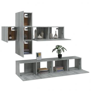 7-tlg. TV-Schrank-Set Grau Sonoma Holzwerkstoff