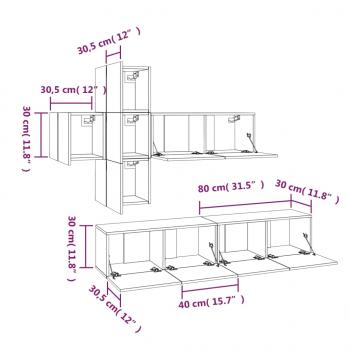 7-tlg. TV-Schrank-Set Grau Sonoma Holzwerkstoff