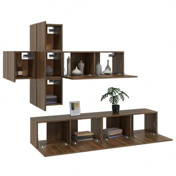 7-tlg. TV-Schrank-Set Braun Eichen-Optik Holzwerkstoff