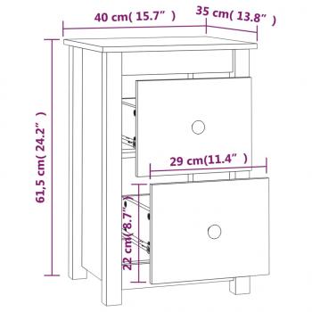 Nachttisch Schwarz 40x35x61,5 cm Massivholz Kiefer