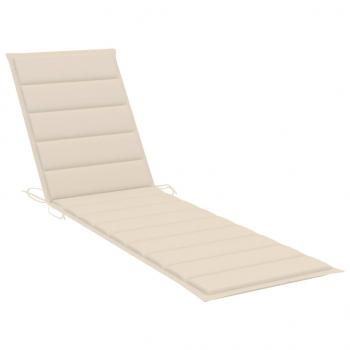 Sonnenliege mit Auflage Creme Massivholz Teak