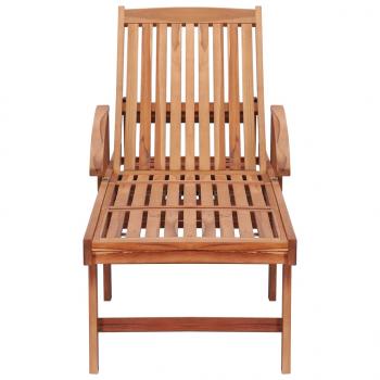 Sonnenliege mit Auflage Beige Massivholz Teak