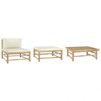 ARDEBO.de - 3-tlg. Garten-Lounge-Set mit Kissen Bambus