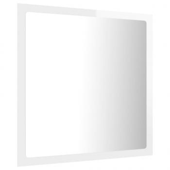 LED-Badspiegel Hochglanz-Weiß 40x8,5x37 cm Acryl