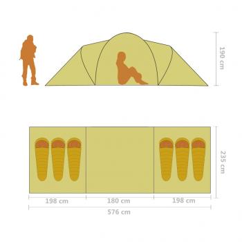 Campingzelt 6 Personen Blau und Grün