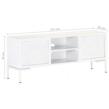 TV-Schrank Weiß 115x30x46 cm Massivholz Mango