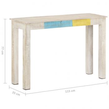 Konsolentisch Weiß 115x35x77 cm Raues Mangoholz