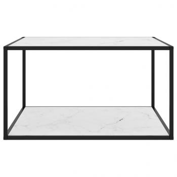 Couchtisch Schwarz mit Weißem Glas Marmor-Optik 90x90x50 cm