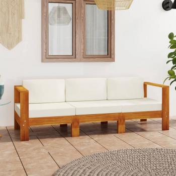 ARDEBO.de - 4-Sitzer-Gartensofa mit Cremeweißen Auflagen Massivholz Akazie