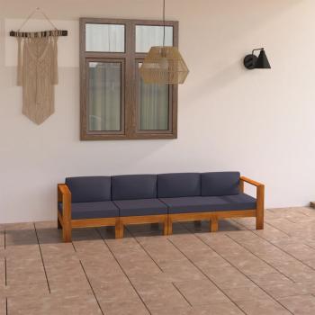 ARDEBO.de - 4-Sitzer-Gartensofa mit Dunkelgrauen Auflagen Massivholz Akazie