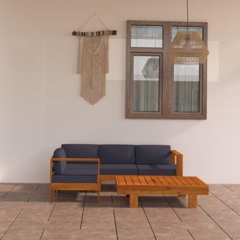 ARDEBO.de - 5-tlg. Garten-Lounge-Set mit Dunkelgrauen Auflagen Akazienholz