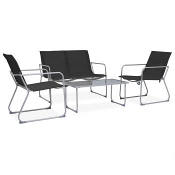 ARDEBO.de - 4-tlg. Garten-Lounge-Set Stoff und Stahl Schwarz