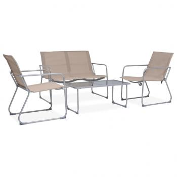 ARDEBO.de - 4-tlg. Garten-Lounge-Set Stoff und Stahl Taupe