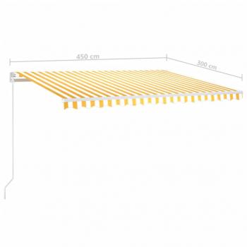 Automatische Markise mit LED & Windsensor 450x300 cm Gelb/Weiß