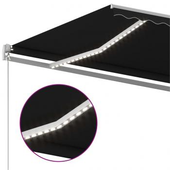 Markise Manuell Einziehbar mit LED 400x350 cm Anthrazit