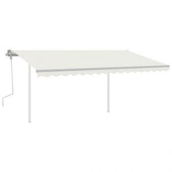 Markise Manuell Einziehbar mit Pfosten 4,5x3,5 m Creme