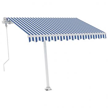 Automatische Markise mit LED Windsensor 350x250 cm Blau Weiß