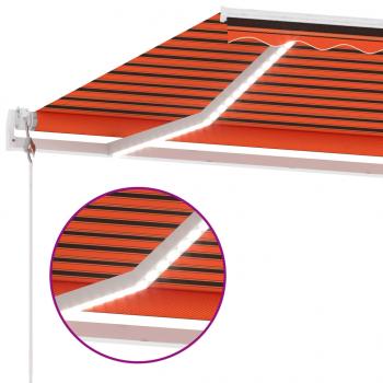 Automatische Markise mit LED Windsensor 350x250 cm Orange/Braun