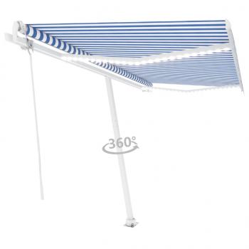 Automatische Markise mit LED Windsensor 450x300cm Blau und Weiß