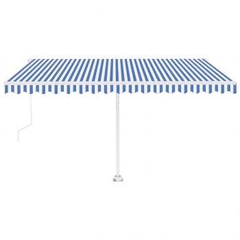 Automatische Markise mit LED Windsensor 450x300cm Blau und Weiß