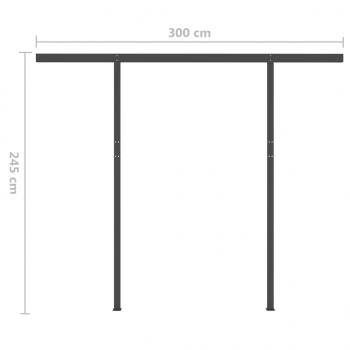 Markise Manuell Einziehbar mit LED 3x2,5 m Blau und Weiß