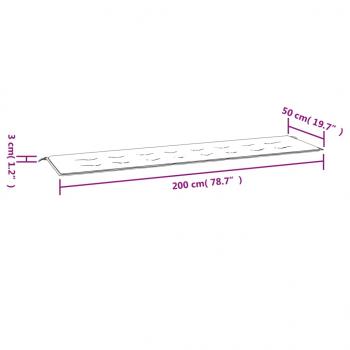 Gartenbank-Auflage Grau Karomuster 200x50x3 cm Oxford-Gewebe