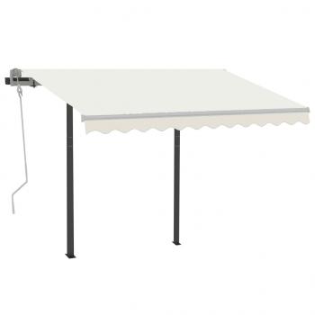 Markise Automatisch Einziehbar mit Pfosten 3x2,5 m Creme