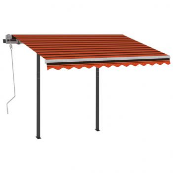 Markise Automatisch Einziehbar mit Pfosten 3x2,5 m Orange Braun