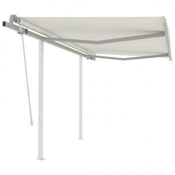 ARDEBO.de - Markise Manuell Einziehbar mit Pfosten 3x2,5 m Creme