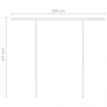 Markise Manuell Einziehbar mit Pfosten 3x2,5 m Creme