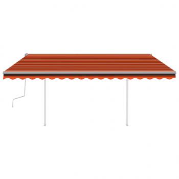 Markise Manuell Einziehbar mit Pfosten 4x3 m Orange & Braun