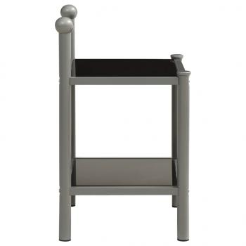 Nachttisch Grau und Schwarz 45x34,5x60,5 cm Metall und Glas