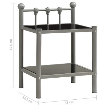 Nachttisch Grau und Schwarz 45x34,5x60,5 cm Metall und Glas