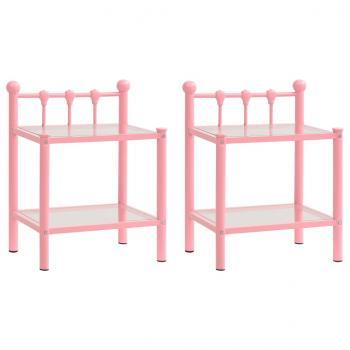 ARDEBO.de - Nachttische 2 Stk. Rosa Transparent Metall und Glas