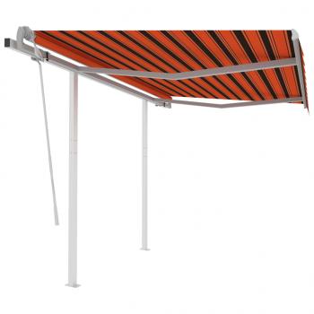 ARDEBO.de - Markise Manuell Einziehbar mit Pfosten 3x2,5 m Orange & Braun