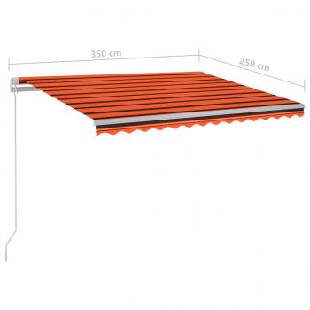 Automatische Markise mit LED Windsensor 3,5x2,5 m Orange/Braun