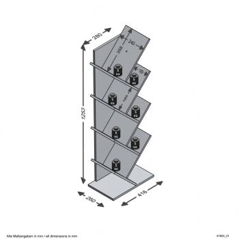 FMD Geometrisches Bücherregal Eiche-Optik und Schwarz