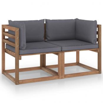 ARDEBO.de - Garten-Palettensofa 2-Sitzer mit Kissen in Anthrazit