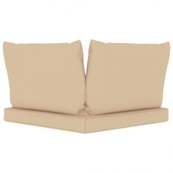 Garten-Palettensofa 2-Sitzer mit Kissen in Beige Kiefernholz