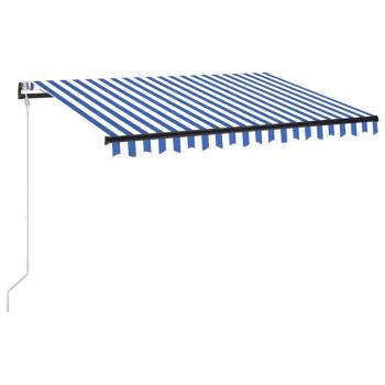 Automatische Markise mit LED Windsensor 350x250 cm Blau Weiß