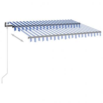 Automatische Markise mit LED Windsensor 350x250 cm Blau Weiß