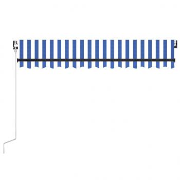 Automatische Markise mit LED Windsensor 350x250 cm Blau Weiß