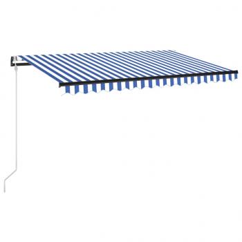 Automatische Markise mit LED Windsensor 400x300 cm Blau Weiß