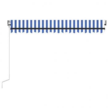 Automatische Markise mit LED Windsensor 400x300 cm Blau Weiß