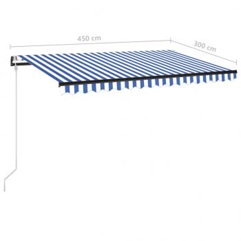 Automatische Markise mit LED Windsensor 450x300cm Blau und Weiß