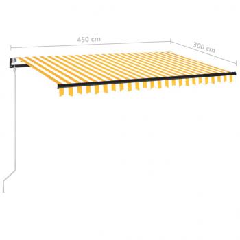 Automatische Markise mit LED & Windsensor 450x300 cm Gelb/Weiß