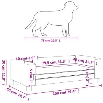 Hundebett mit Verlängerung Creme 100x50x30 cm Samt