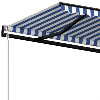 Markise Automatisch Einziehbar 450x350 cm Blau und Weiß