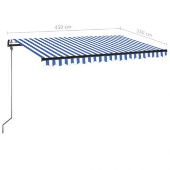 Markise Automatisch Einziehbar 450x350 cm Blau und Weiß