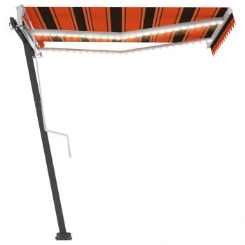 Markise Manuell Einziehbar mit LED 300x250 cm Orange und Braun